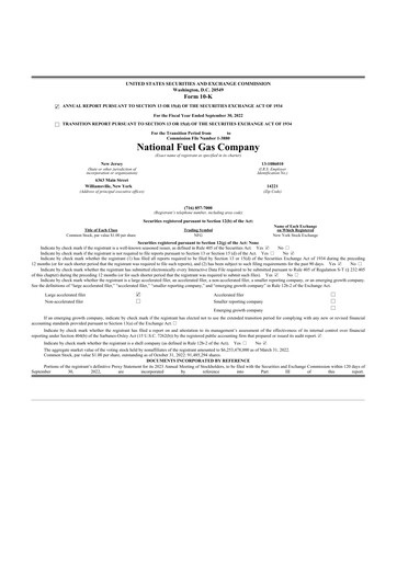 Thumbnail National Fuel Gas
 10-K Annual Report 2022