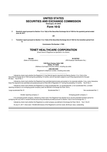 Thumbnail Tenet Healthcare 10-Q Quarterly Report FY2017 