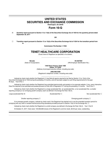 Thumbnail Tenet Healthcare 10-Q Quarterly Report FY2017 