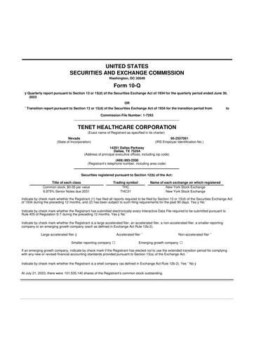 Thumbnail Tenet Healthcare 10-Q Quarterly Report FY2023 