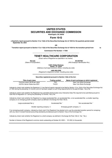 Thumbnail Tenet Healthcare 10-Q Quarterly Report FY2023 