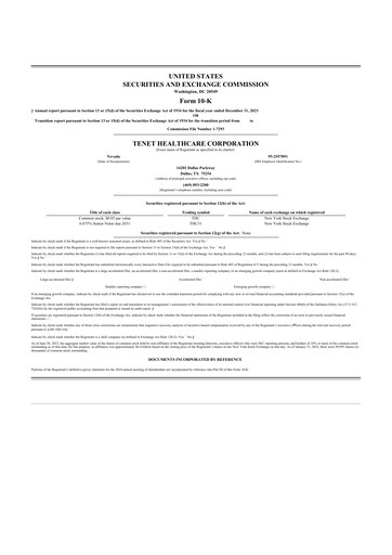 Thumbnail Tenet Healthcare 10-K Annual Report 2023