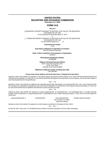 Thumbnail Bank of America  10-Q Quarterly Report FY2012 