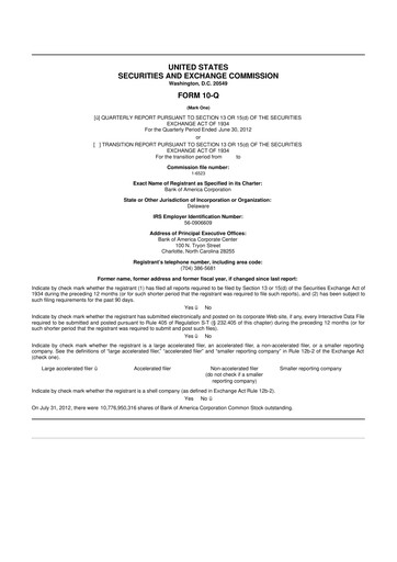 Thumbnail Bank of America  10-Q Quarterly Report FY2012 