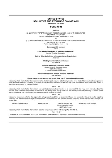 Thumbnail Bank of America  10-Q Quarterly Report FY2012 