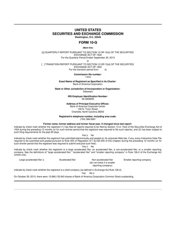 Thumbnail Bank of America  10-Q Quarterly Report FY2013 