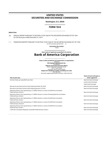 Thumbnail Bank of America  10-K Annual Report 2014