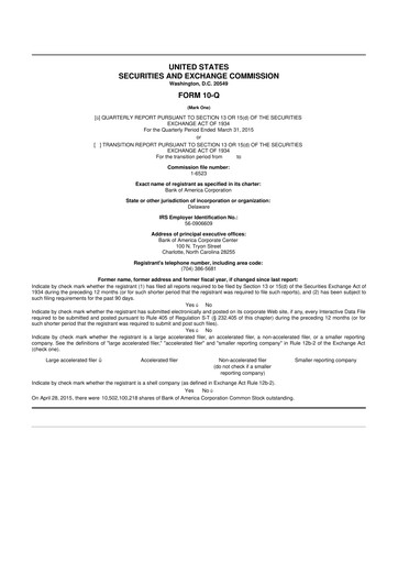 Thumbnail Bank of America  10-Q Quarterly Report FY2015 