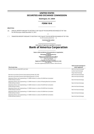 Thumbnail Bank of America  10-K Annual Report 2015