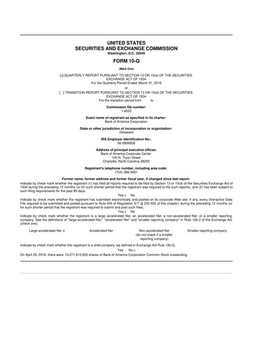 Thumbnail Bank of America  10-Q Quarterly Report FY2016 