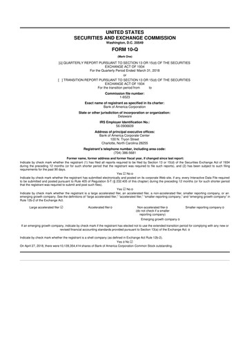 Thumbnail Bank of America  10-Q Quarterly Report FY2018 