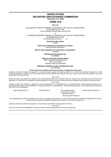 Thumbnail Bank of America  10-Q Quarterly Report FY2018 