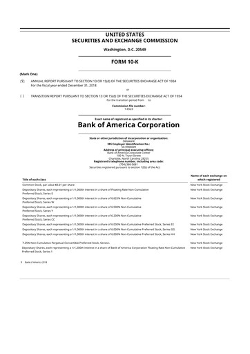 Thumbnail Bank of America  10-K Annual Report 2018