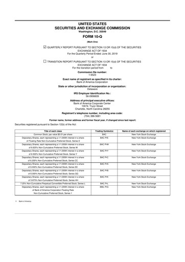 Thumbnail Bank of America  10-Q Quarterly Report FY2019 