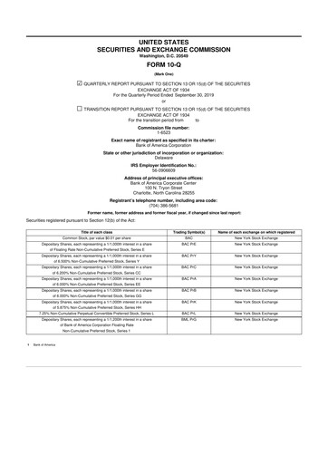 Thumbnail Bank of America  10-Q Quarterly Report FY2019 