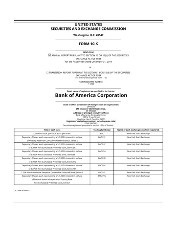 Thumbnail Bank of America  10-K Annual Report 2019