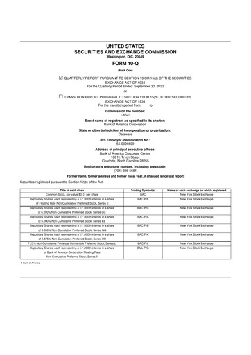 Thumbnail Bank of America  10-Q Quarterly Report FY2020 