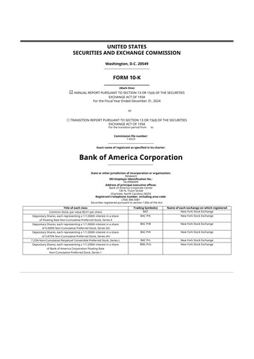 Thumbnail Bank of America  10-K Annual Report 2024