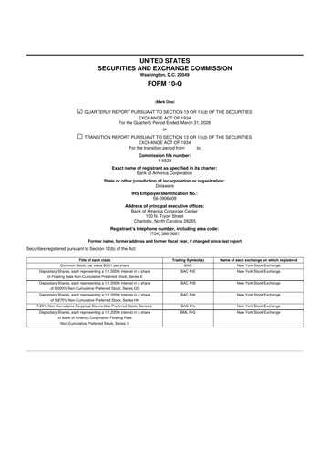 Thumbnail Bank of America  10-Q Quarterly Report FY 