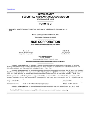Thumbnail NCR Voyix Corporation 10-Q Quarterly Report FY2011 