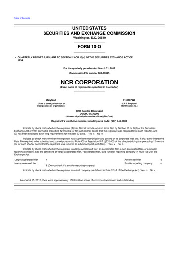 Thumbnail NCR Voyix Corporation 10-Q Quarterly Report FY2012 