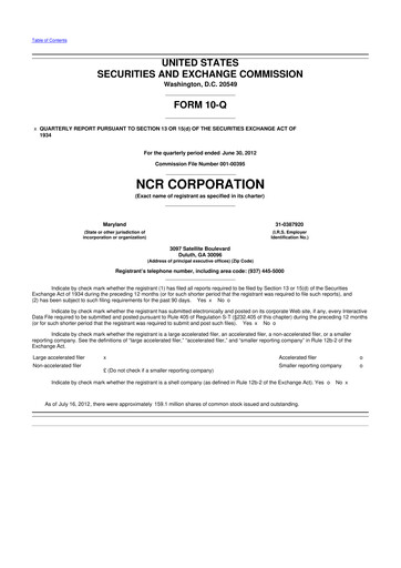 Thumbnail NCR Voyix Corporation 10-Q Quarterly Report FY2012 