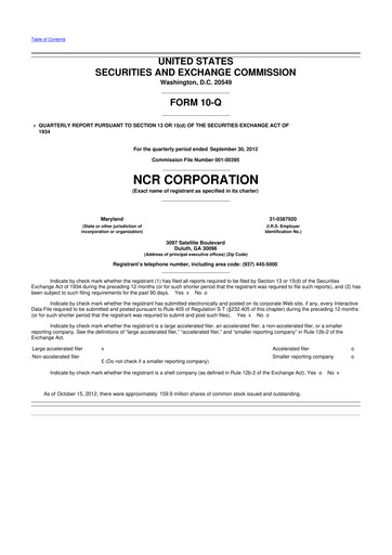 Thumbnail NCR Voyix Corporation 10-Q Quarterly Report FY2012 