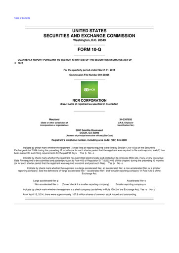Thumbnail NCR Voyix Corporation 10-Q Quarterly Report FY2014 