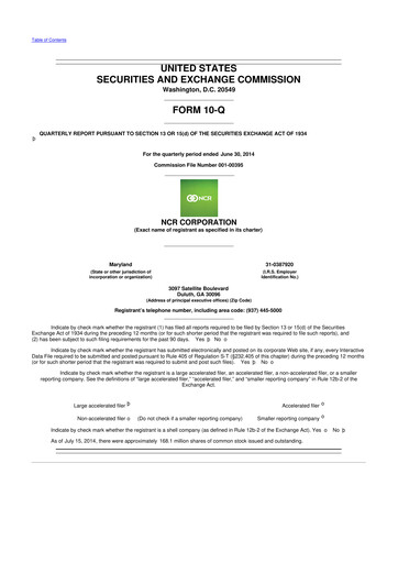 Thumbnail NCR Voyix Corporation 10-Q Quarterly Report FY2014 