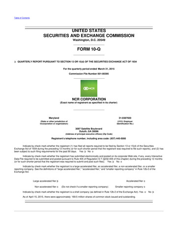 Thumbnail NCR Voyix Corporation 10-Q Quarterly Report FY2015 