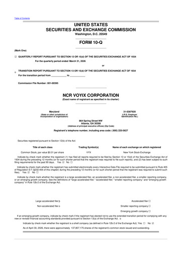 Vorschaubild NCR Voyix Corporation 10-Q Quartalsbericht 2026 