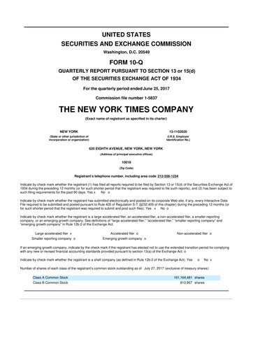 Thumbnail New York Times 10-Q Quarterly Report FY2017 
