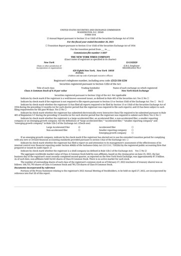 Thumbnail New York Times 10-K Annual Report 2021