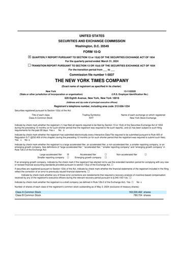 Thumbnail New York Times 10-Q Quarterly Report FY2024 