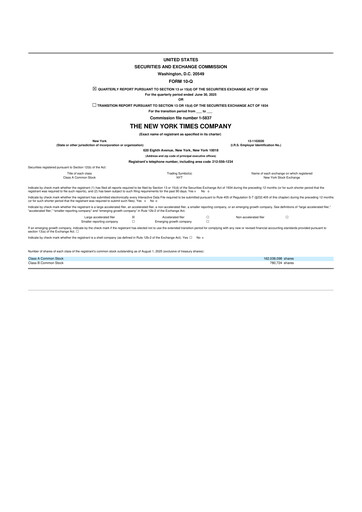 Thumbnail New York Times 10-Q Quarterly Report FY2025 