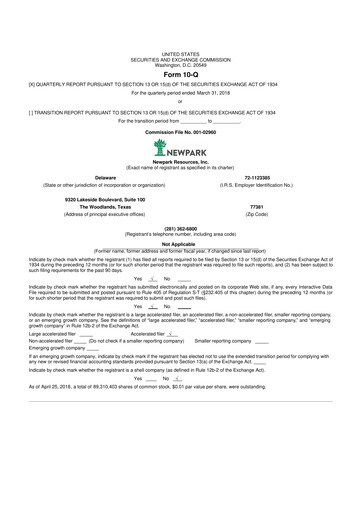 Thumbnail NPK International 10-Q Quarterly Report FY2018 