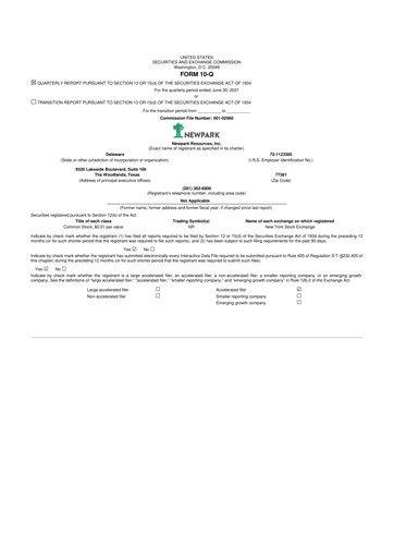 Thumbnail NPK International 10-Q Quarterly Report FY2021 