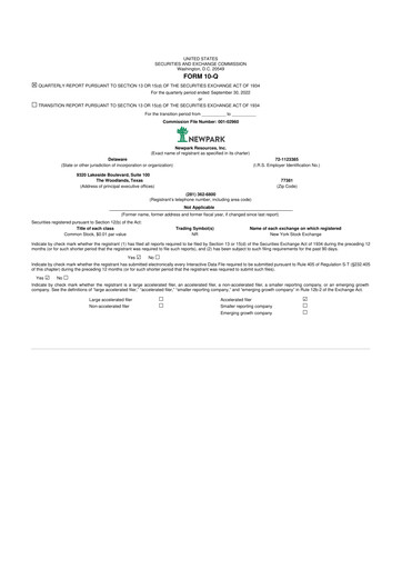 Thumbnail NPK International 10-Q Quarterly Report FY2022 