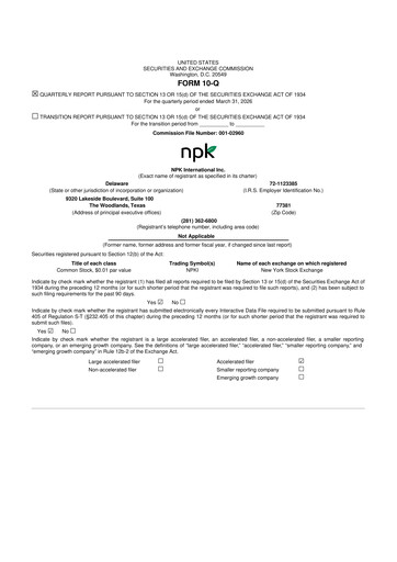 Thumbnail NPK International 10-Q Quarterly Report FY 