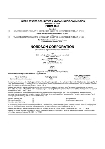 Thumbnail Nordson 10-Q Quarterly Report FY2025 