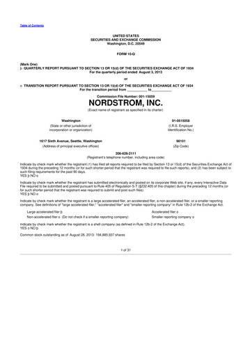 Thumbnail Nordstrom 10-Q Quarterly Report FY2013 
