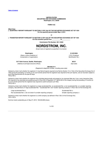 Thumbnail Nordstrom 10-Q Quarterly Report FY2015 