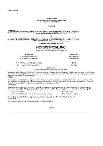Thumbnail Nordstrom 10-Q Quarterly Report FY2015 