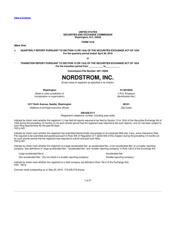 Thumbnail Nordstrom 10-Q Quarterly Report FY2016 
