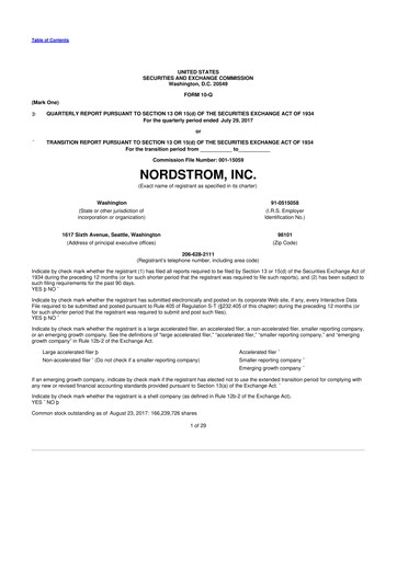 Thumbnail Nordstrom 10-Q Quarterly Report FY2017 