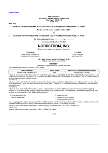 Thumbnail Nordstrom 10-Q Quarterly Report FY2019 