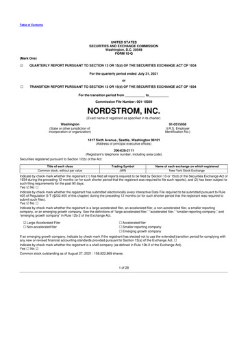 Thumbnail Nordstrom 10-Q Quarterly Report FY2021 