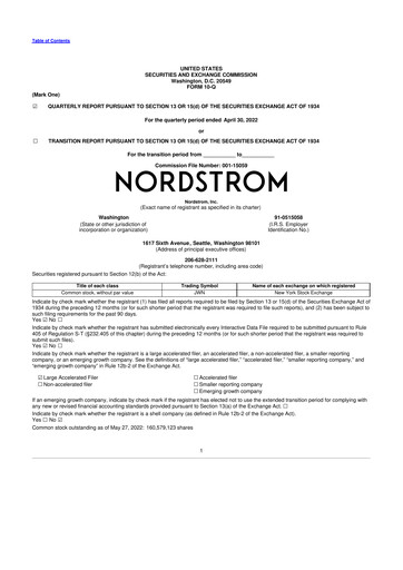 Thumbnail Nordstrom 10-Q Quarterly Report FY2022 