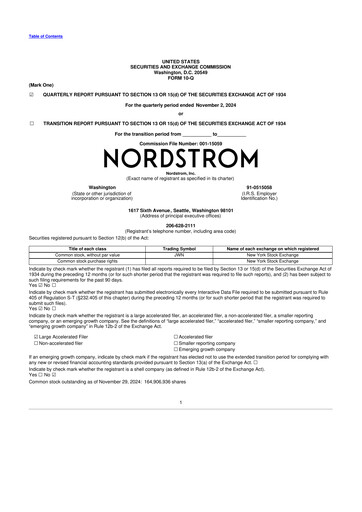 Thumbnail Nordstrom 10-Q Quarterly Report FY2024 