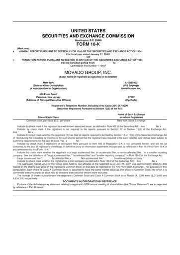 Thumbnail Movado Group 10-K Annual Report 